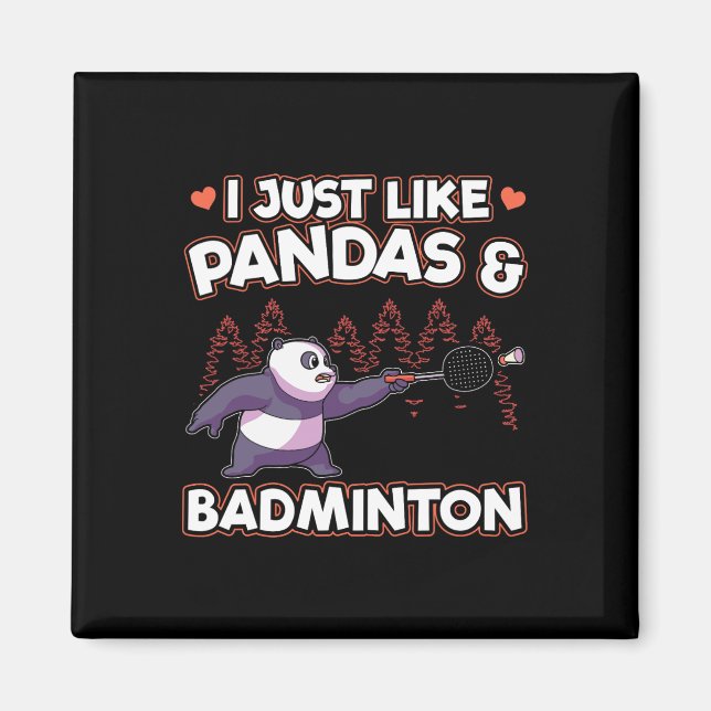 Imã Panda Badminton Eu Só Amo Pandas (Frente)