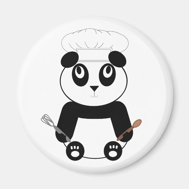Imã Panda Bear com o chapéu de chef (Frente)