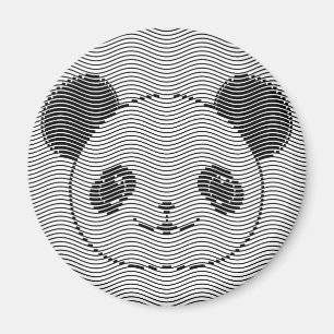 Imã Panda Bear Face On Wave Patterno
