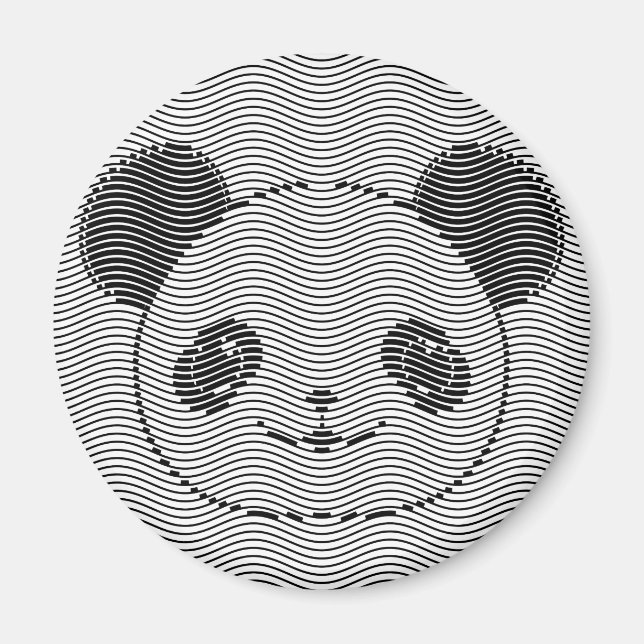 Imã Panda Bear Face On Wave Patterno (Frente)