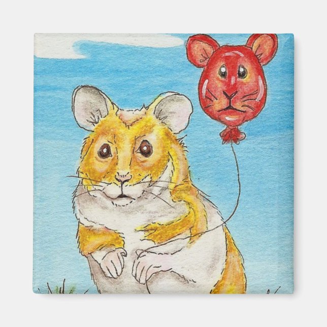 Imã Panda Bear Hamster Balloon Art (Frente)