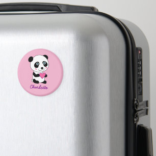Imã Panda bonita com coração rosa personalizado