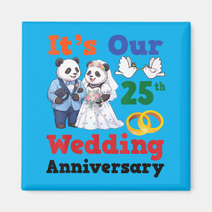 Imã Panda Casais Juntos Aniversário de 25 Anos de Casa