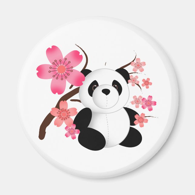 Imã Panda Cherry Blossoms (Frente)