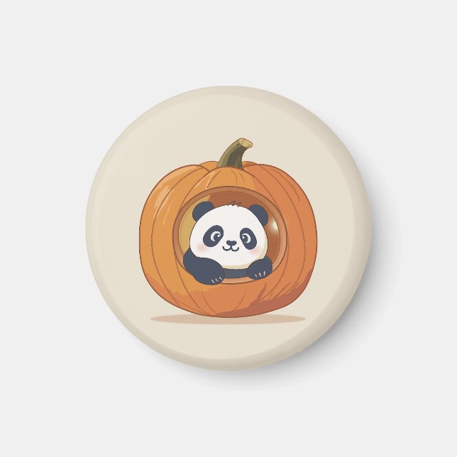 Imã Panda de Abóbora de Halloween Fofo (Frente)