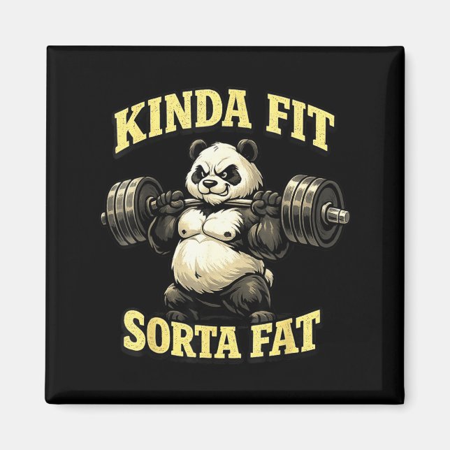 Imã Panda de academia engraçado_ meio em forma meio go (Frente)