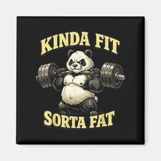 Imã Panda de Academia Engraçado_ Meio em Forma Meio Go
