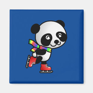 Imã Panda de patinação, fofo e colorido