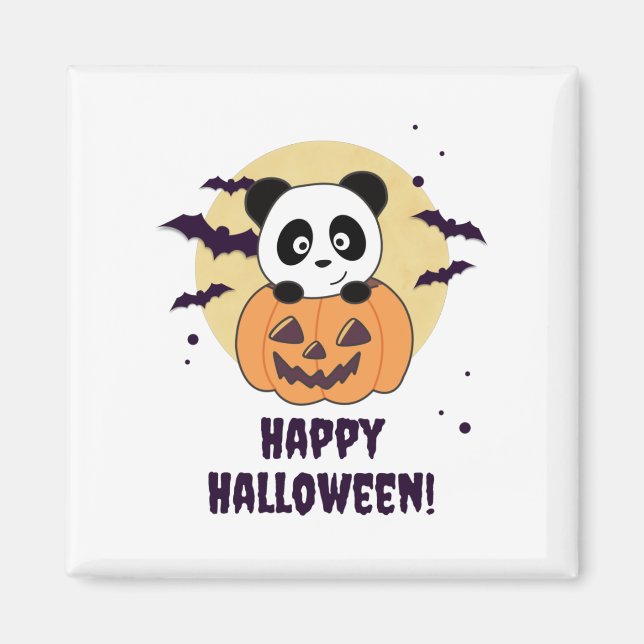 Imã Panda Em Pumpkin Doce Pandas Feliz Halloween (Frente)
