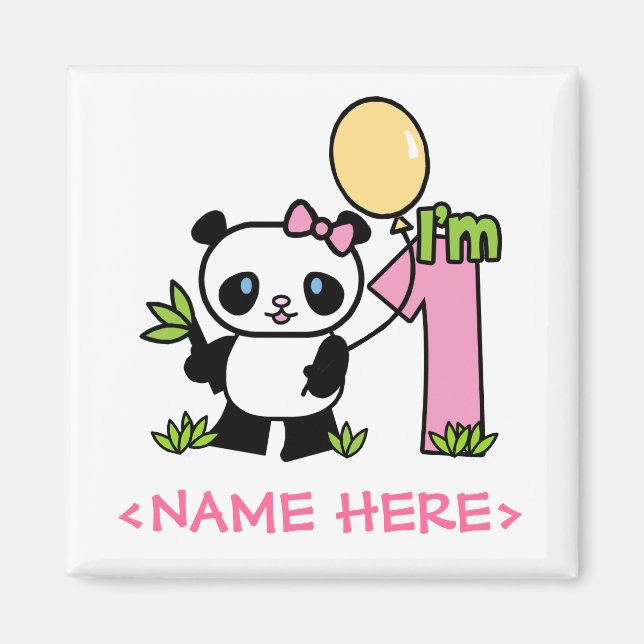 Imã Panda Girl Primeiro Aniversário (Frente)