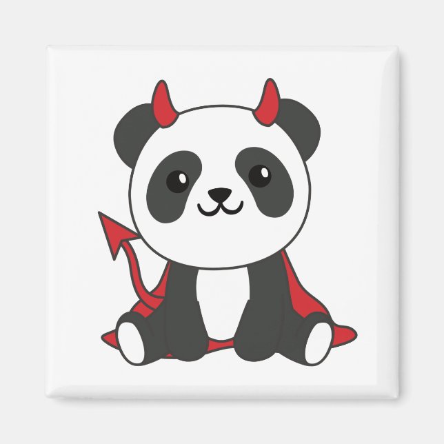 Imã Panda Halloween Cute Devil Kids Witume (Frente)