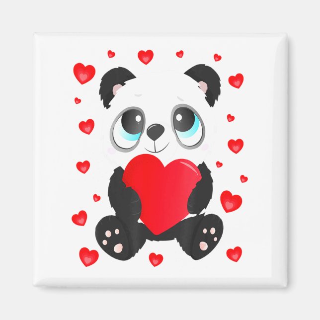 Imã Panda Heart Valentines Day Girls Kids Women Bear L (Frente)