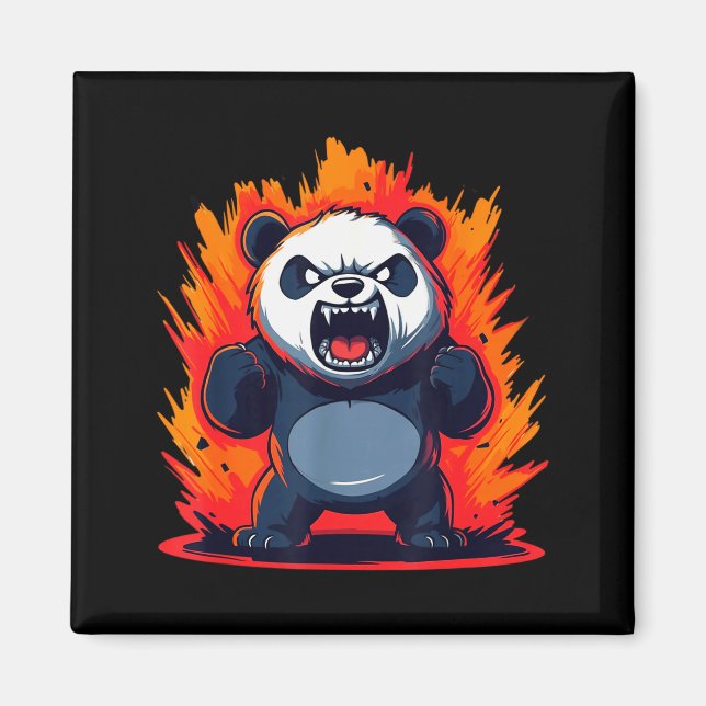 Imã Panda Looking Angry Graphic Funny Panda Kawaii  (Frente)