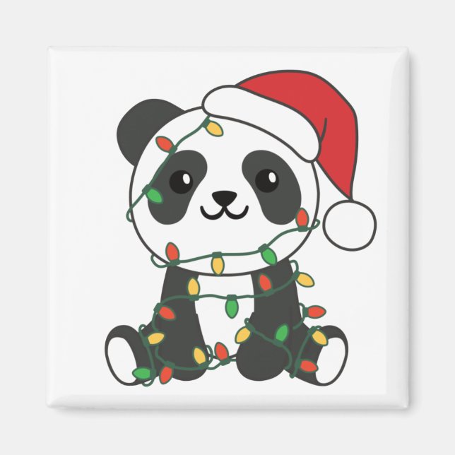 Imã Panda Natal Animais de inverno Pandas Magnet (Frente)