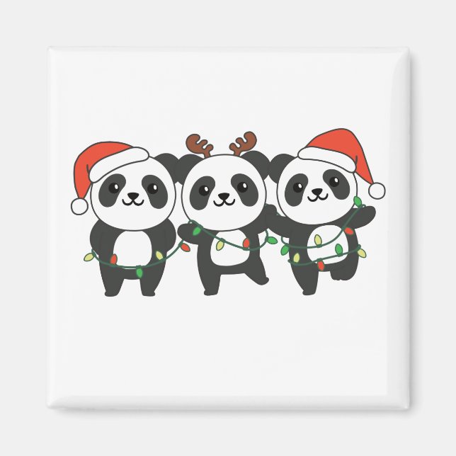 Imã Panda Natal Animais Fofos Pandas Magn (Frente)
