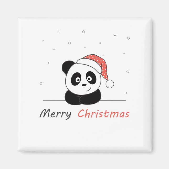 Imã Panda Natal Neve Animais de inverno Pandas (Frente)