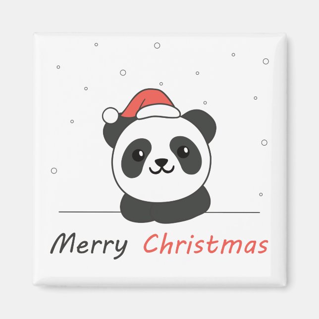 Imã Panda Natal Neve Animais de inverno Pandas (Frente)