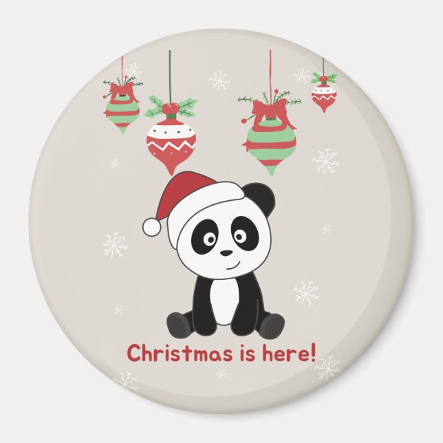 Imã Panda Natal Neve Inverno Animais Pandas Magnet (Frente)