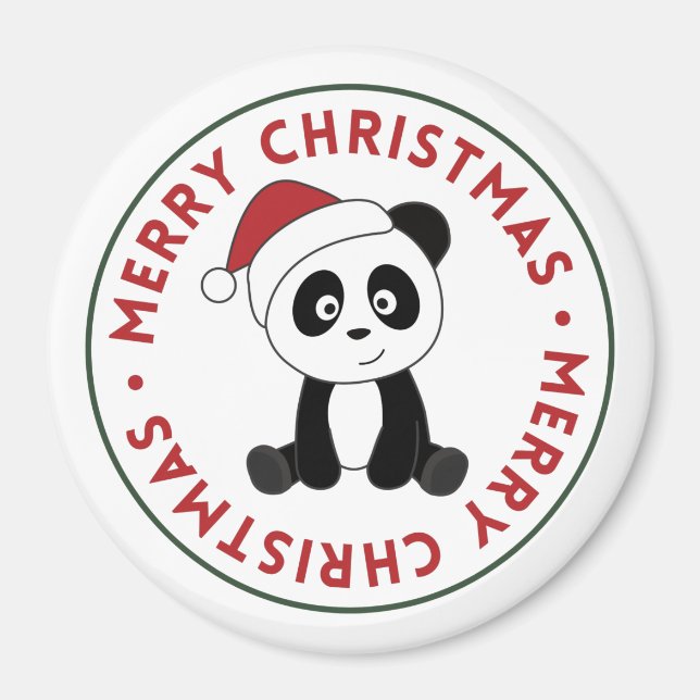 Imã Panda Natal Neve Inverno Animais Pandas Magnet (Frente)
