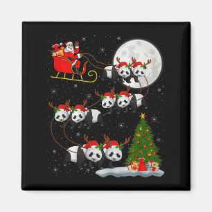 Imã Panda Papai Noel Trenó Voador Divertido Mágico Nat