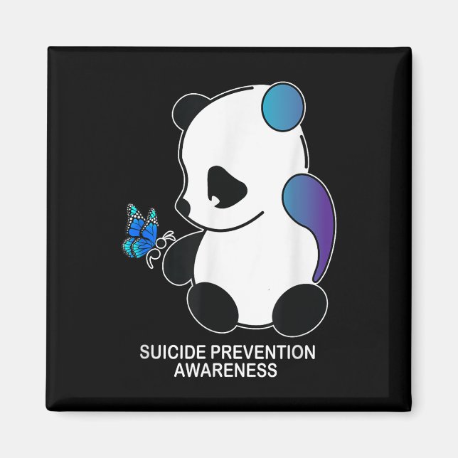 Imã Panda Semicolon Borboleta Prevenção Suicídio Aware (Frente)