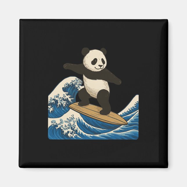 Imã Panda Surfando Japonês _3  (Frente)