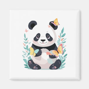 Imã Panda Vetor Pintando Brincadeiras Adoráveis
