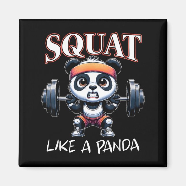 Imã Panda Weightlifting Fitness Funny Gym Quote Squat  (Frente)