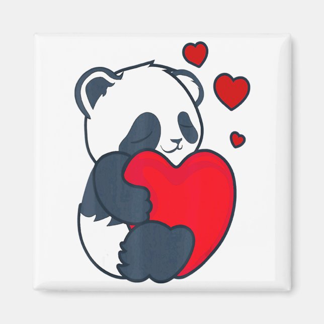 Imã Panda Women Valentines Day Girlfriend Heart  (Frente)
