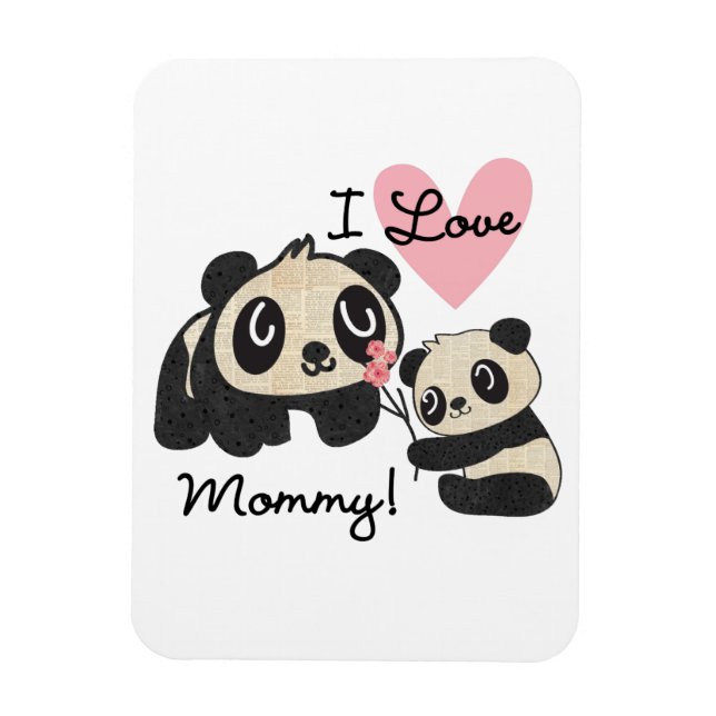 Ímã Pandas eu amo mamães (Vertical)