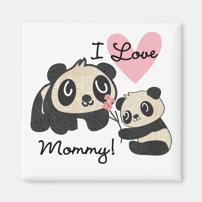 Imã Pandas eu amo mamães (Frente)