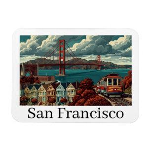 Ímã Panorama Antigo da Ponte Golden Gate de São Franci
