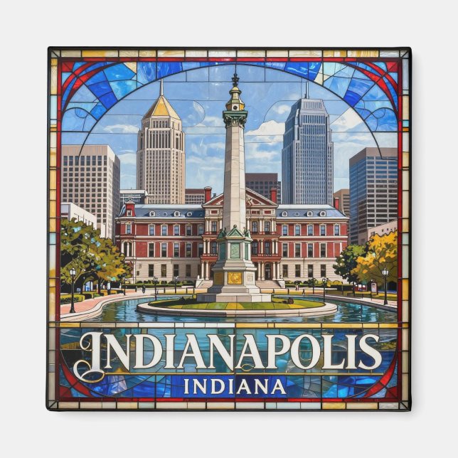 Imã Panorama da Cidade de Indianapolis 🏁 (Frente)