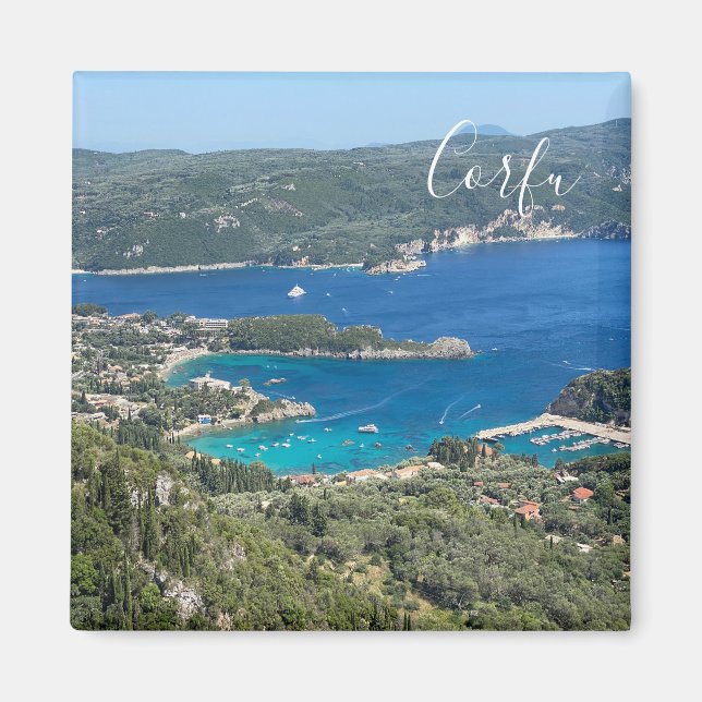 Imã Panorama da ilha de Corfu viagem (Frente)
