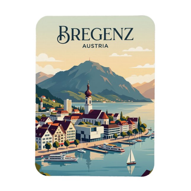Ímã Panorama de Bregenz Áustria (Vertical)