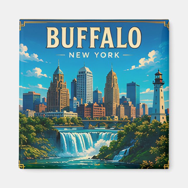 Imã 🌊 Panorama de Buffalo Nova York e Frente Marítima (Frente)