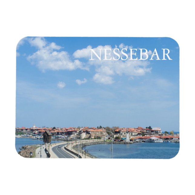 Ímã Panorama de Nessebar Velho. Bulgária (Horizontal)