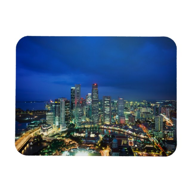 Ímã Panorama de Singapura à noite, Singapura (Horizontal)