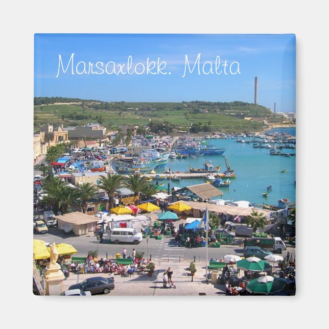 Imã Panorama do porto de Marsaxlokk em Malta (Frente)