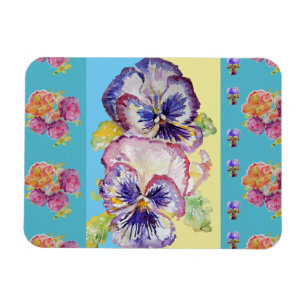Ímã Pansy Floral Watercolor Magnet