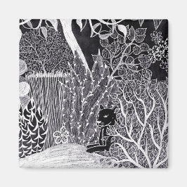 Imã Pantera preta na selva - desenho a lápis