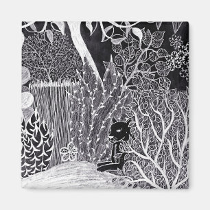 Imã Pantera preta na selva - desenho a lápis