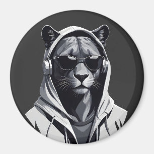 Imã Panther Vestindo Hoodie Engraçado Caráter Legal do