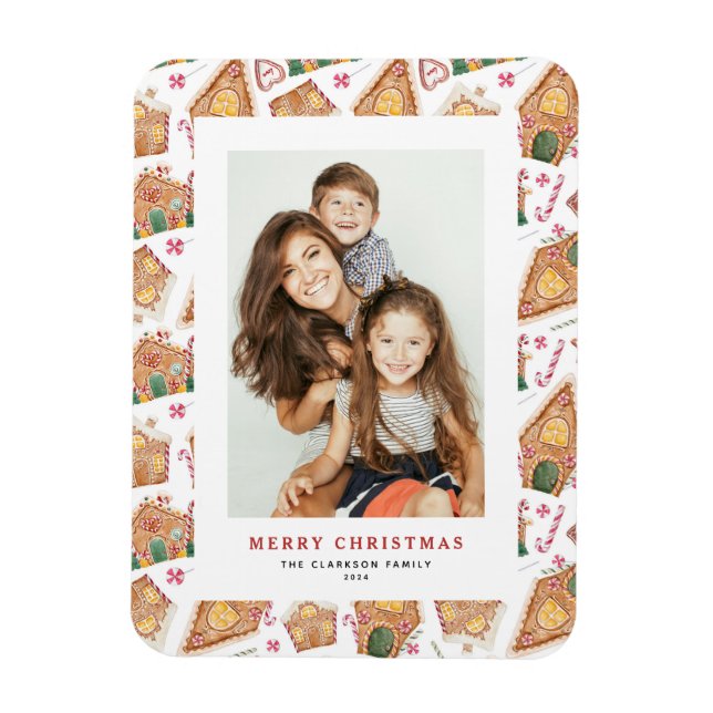 Ímã Pão de Gengala Festivo Casa Branca Foto Natal (Vertical)