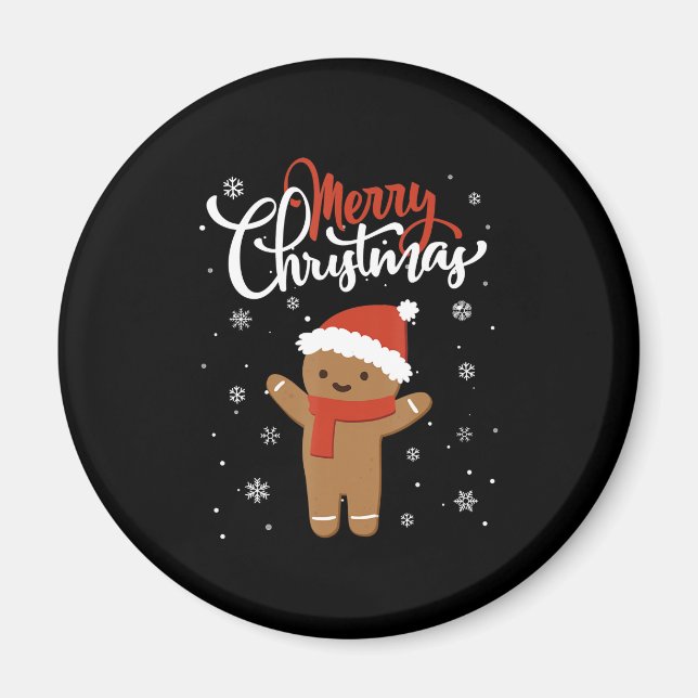 Imã Pão de gengibre de natal feliz | biscoito de natal (Frente)