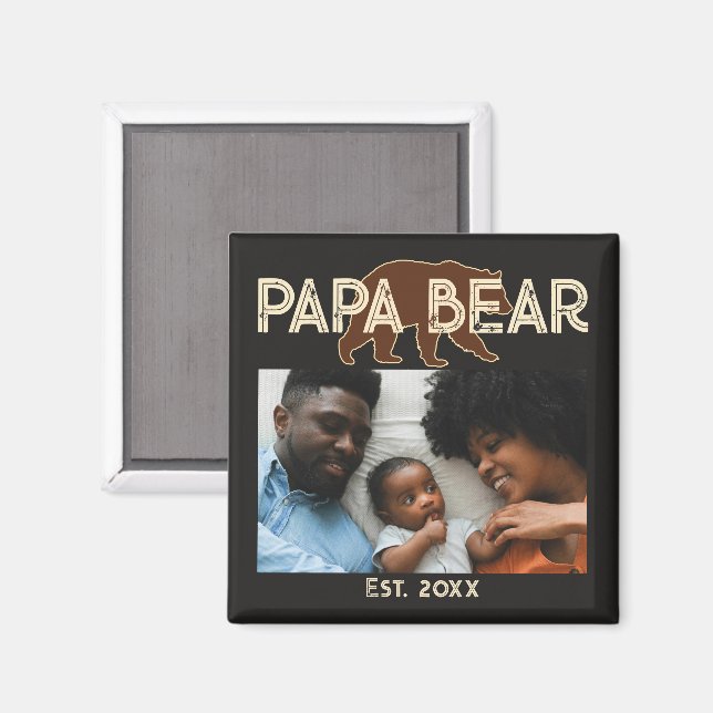 Imã Papa Bear Father Year Established Photo Black (Front/Back)