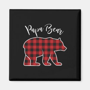 Imã Papa Bear Pajama Red Buffalo Xmas Engraçado Famíli