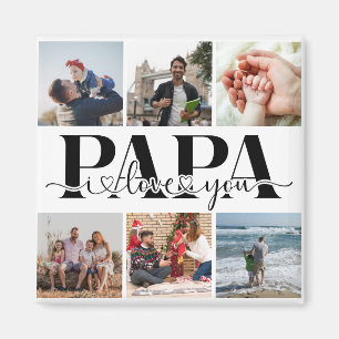 Imã Papa I Love You Custom Photo Collage
