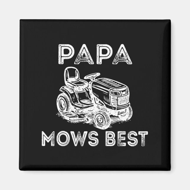 Imã Papa Mows Funny Lawn Mower Father's Day Grandpa  (Frente)