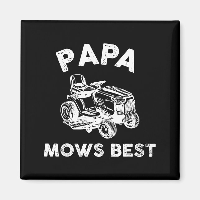 Imã Papa Mows Funny Lawn Mower Father's Day Grandpa  (Frente)